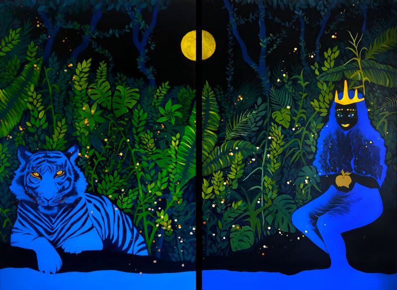 La Dea e la Tigre - a Paint by Elena Pompilio